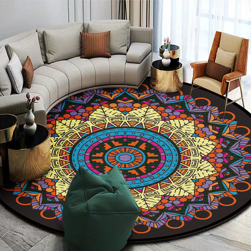 Exoticism Mandala Rug Multicolor Persian Rug Synthetic Washable Pet-Friendly Non-Slip Rug for the Living Room | Bowlift