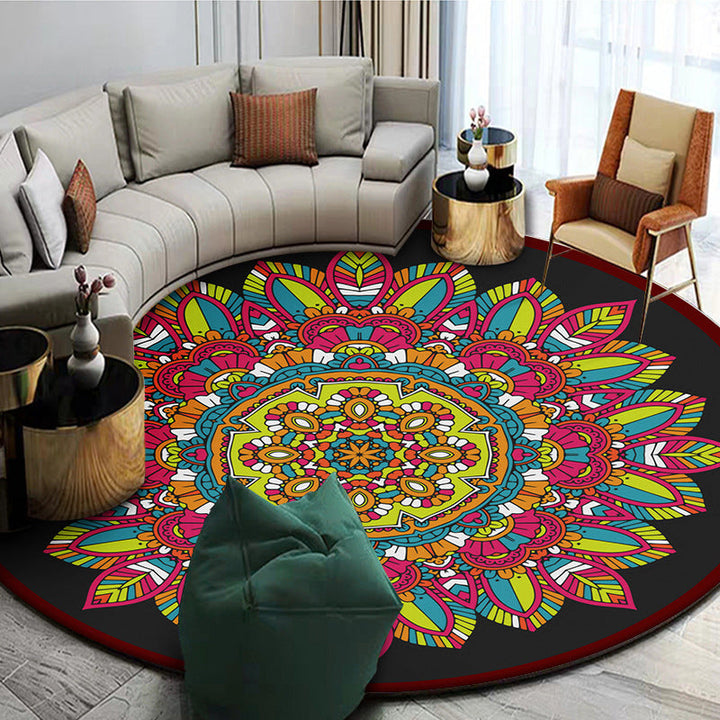 Exoticism Mandala Rug Multicolor Persian Rug Synthetic Washable Pet-Friendly Non-Slip Rug for the Living Room | Bowlift