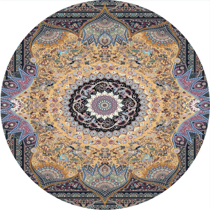 BowLift | Olden Turkish Folk Art Carpet Multicolored Persian Carpet Polyester Non-Slip Stain-Resistant Washable Rug for the Room