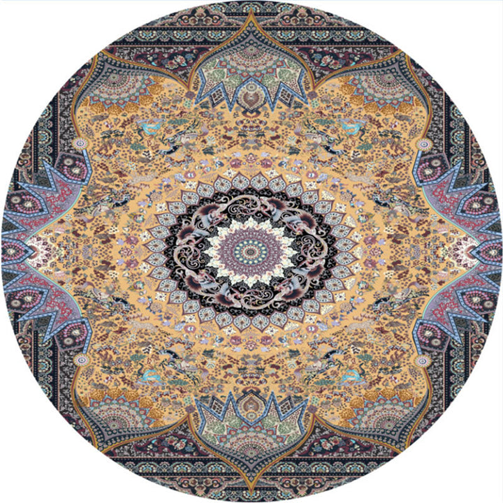 BowLift | Olden Turkish Folk Art Carpet Multicolored Persian Carpet Polyester Non-Slip Stain-Resistant Washable Rug for the Room
