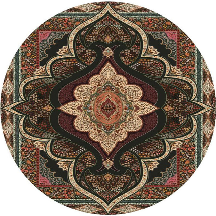 BowLift | Olden Turkish Folk Art Carpet Multicolored Persian Carpet Polyester Non-Slip Stain-Resistant Washable Rug for the Room