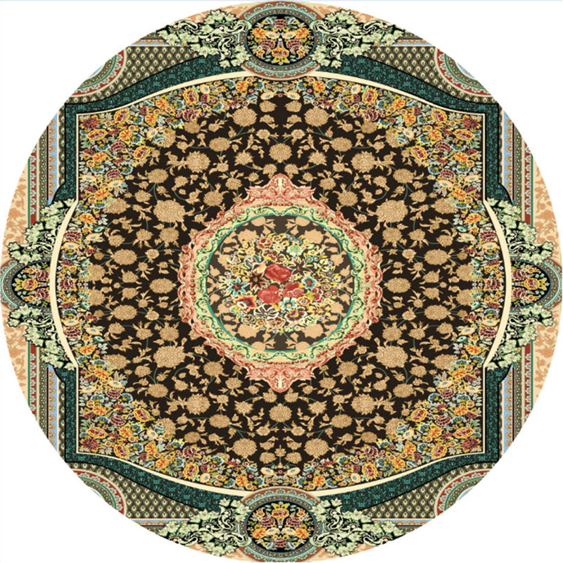 BowLift | Olden Turkish Folk Art Carpet Multicolored Persian Carpet Polyester Non-Slip Stain-Resistant Washable Rug for the Room