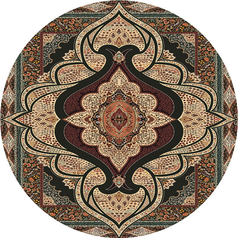 Olden Turkish Folk Art Carpet Multicolored Persian Carpet Polyester Non-slip Stain-resistant Washable Carpet for Room | Bowlift