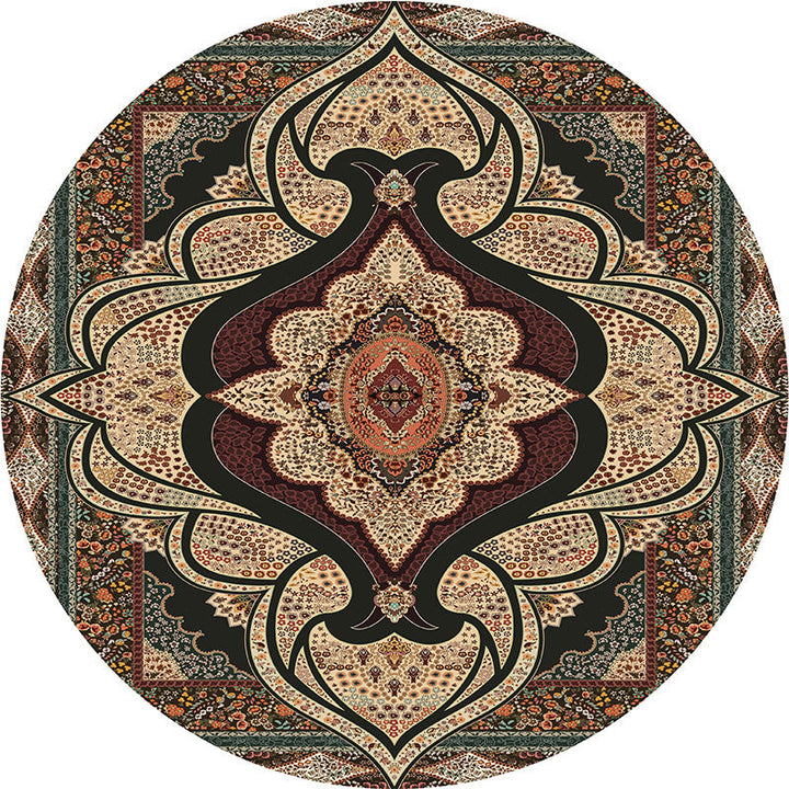 Olden Turkish Folk Art Carpet Multicolored Persian Carpet Polyester Non-slip Stain-resistant Washable Carpet for Room | Bowlift