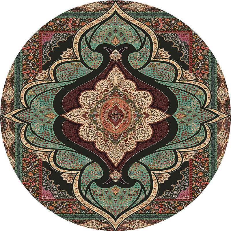 BowLift | Olden Turkish Folk Art Carpet Multicolored Persian Carpet Polyester Non-Slip Stain-Resistant Washable Rug for the Room