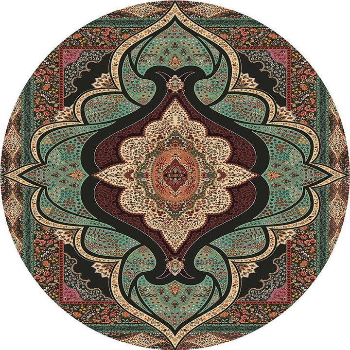 BowLift | Olden Turkish Folk Art Carpet Multicolored Persian Carpet Polyester Non-Slip Stain-Resistant Washable Rug for the Room