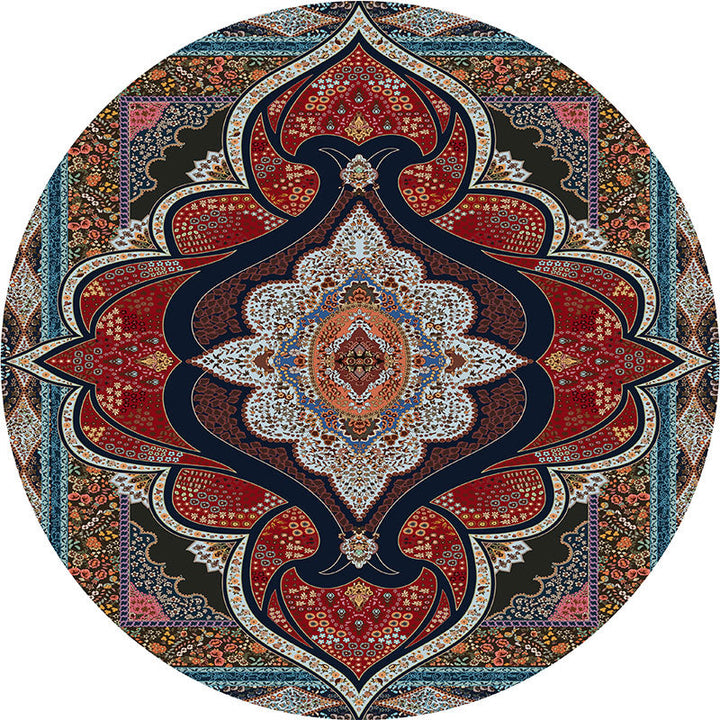 BowLift | Olden Turkish Folk Art Carpet Multicolored Persian Carpet Polyester Non-Slip Stain-Resistant Washable Rug for the Room