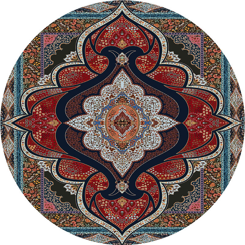 Olden Turkish Folk Art Carpet Multicolored Persian Carpet Polyester Non-slip Stain-resistant Washable Carpet for Room | Bowlift