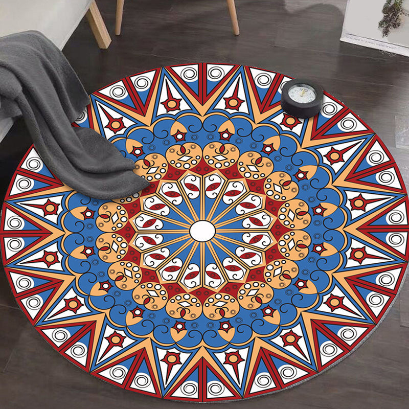 Art Deco Morocco Rug Multi-Colored Mandala Rug Pet-Friendly Machine Washable Non-Slip Rug for Bedroom | Bowlift