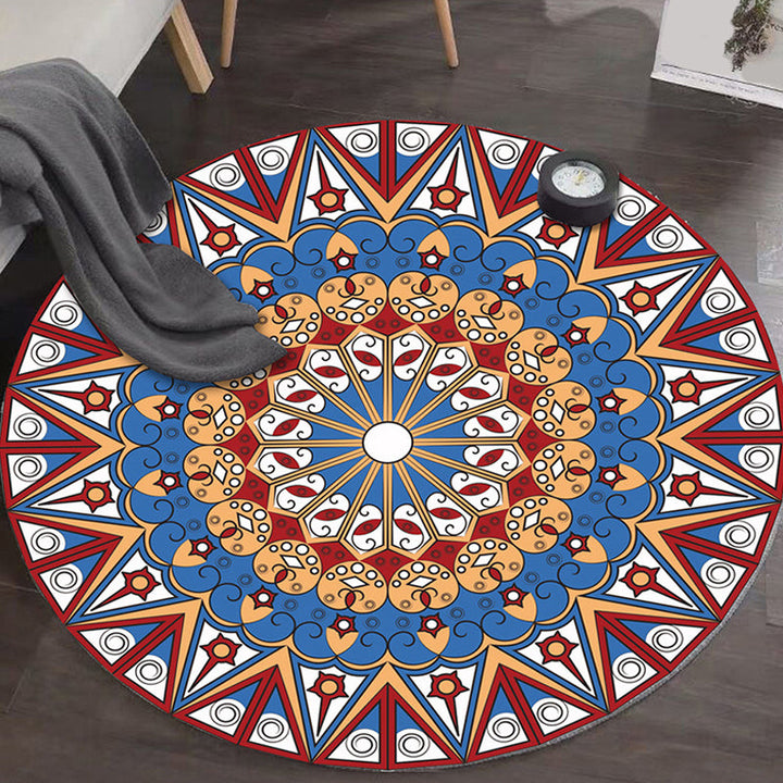 Art Deco Morocco Rug Multi-Colored Mandala Rug Pet-Friendly Machine Washable Non-Slip Rug for Bedroom | Bowlift