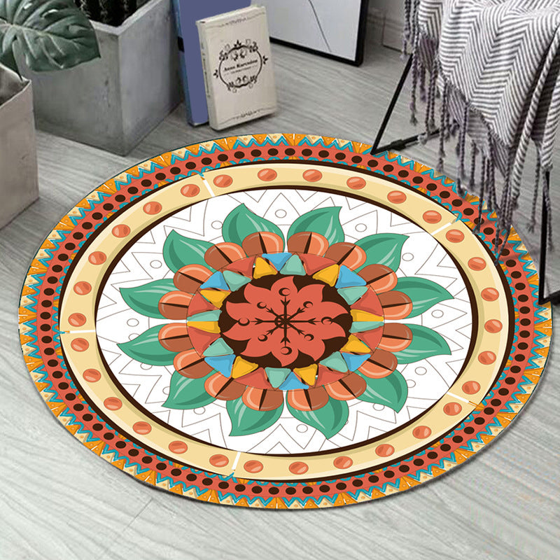 Art Deco Morocco Rug Multi-Colored Mandala Rug Pet-Friendly Machine Washable Non-Slip Rug for Bedroom | Bowlift