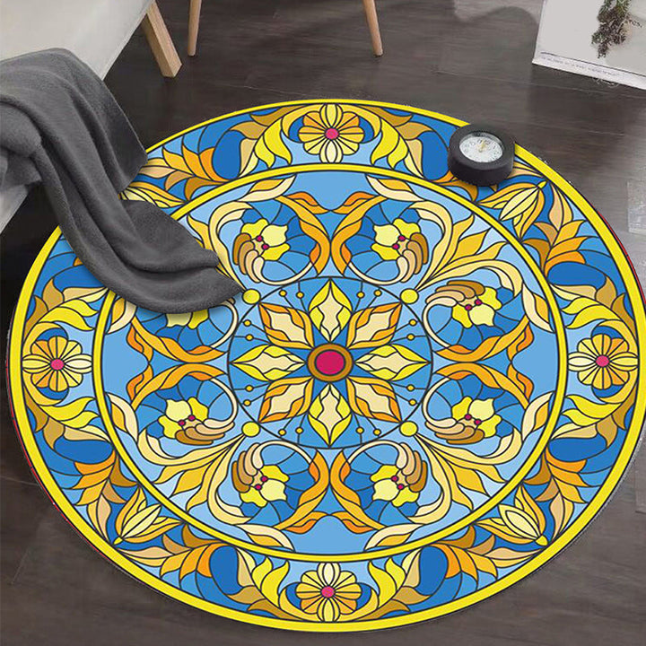 Art Deco Morocco Rug Multi-Colored Mandala Rug Pet-Friendly Machine Washable Non-Slip Rug for Bedroom | Bowlift