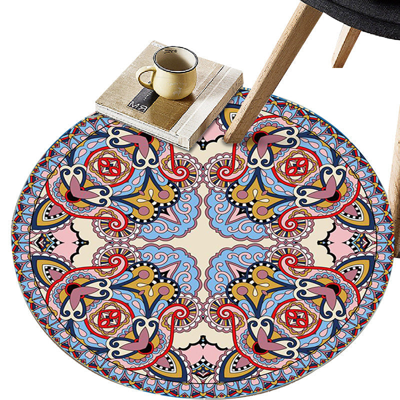 Art Deco Morocco Rug Multi-Colored Mandala Rug Pet-Friendly Machine Washable Non-Slip Rug for Bedroom | Bowlift