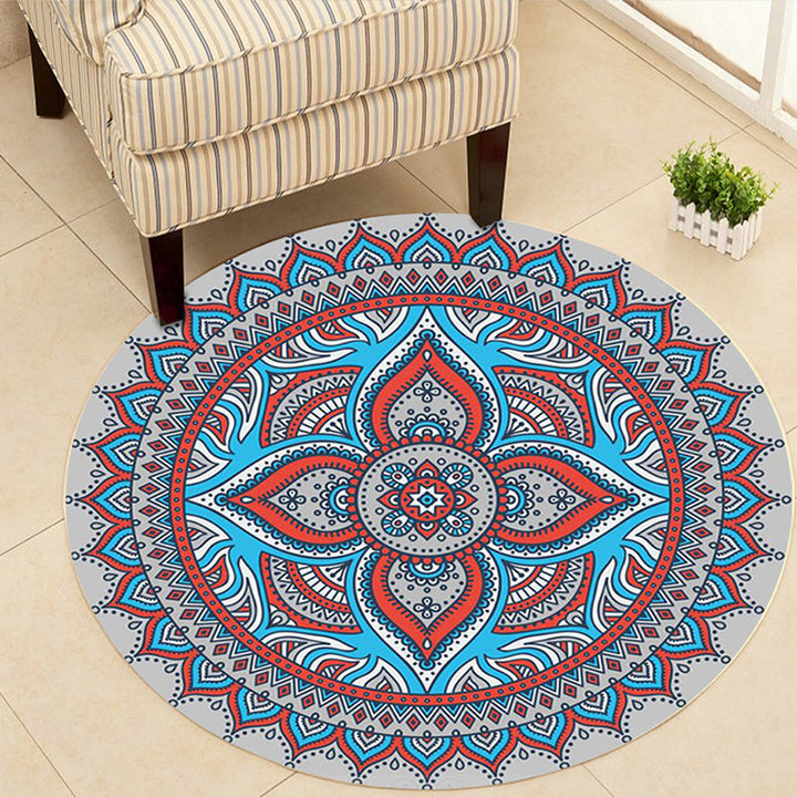 Art Deco Morocco Rug Multi-Colored Mandala Rug Pet-Friendly Machine Washable Non-Slip Rug for Bedroom | Bowlift