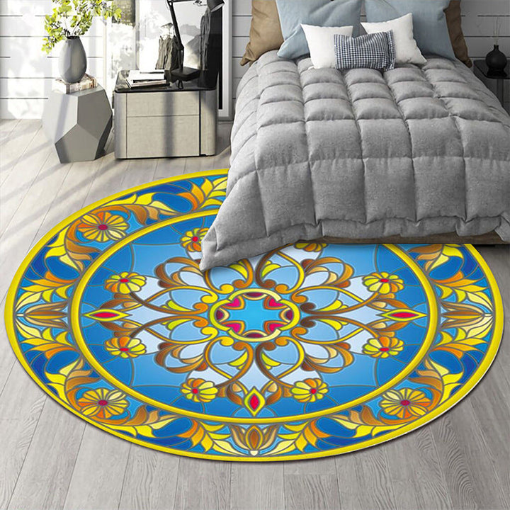 Art Deco Morocco Rug Multi-Colored Mandala Rug Pet-Friendly Machine Washable Non-Slip Rug for Bedroom | Bowlift