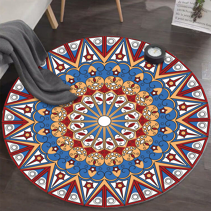 Art Deco Morocco Rug Multi-Colored Mandala Rug Pet-Friendly Machine Washable Non-Slip Rug for Bedroom | Bowlift