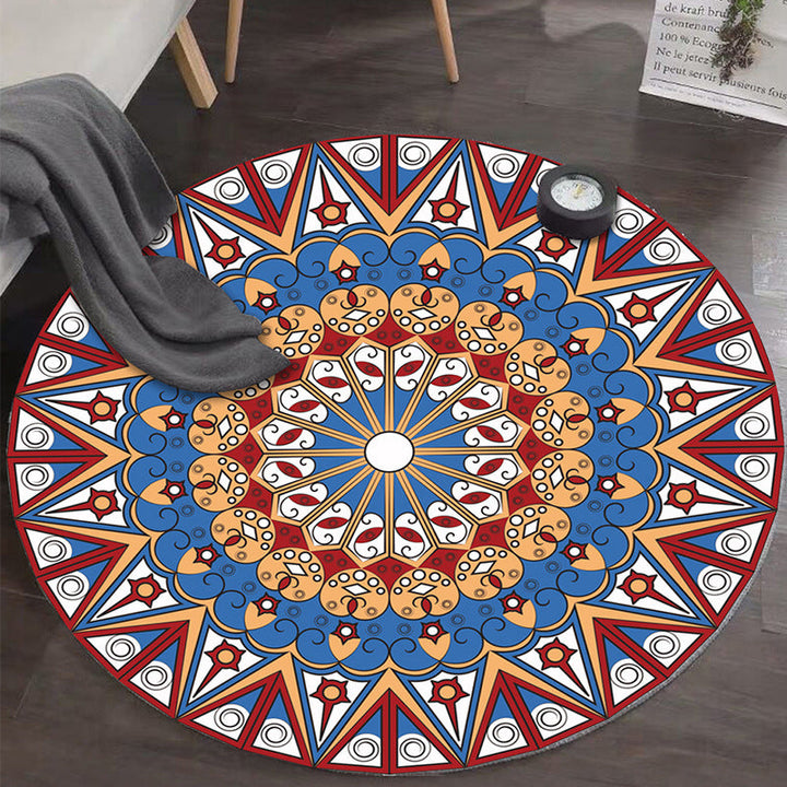 Art Deco Morocco Rug Multi-Colored Mandala Rug Pet-Friendly Machine Washable Non-Slip Rug for Bedroom | Bowlift
