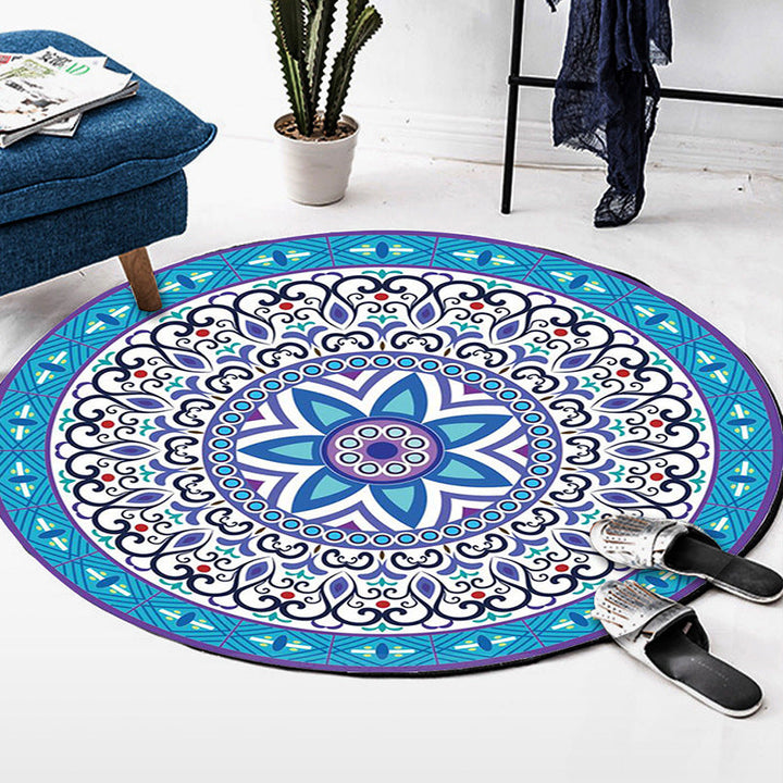 Art Deco Morocco Rug Multi-Colored Mandala Rug Pet-Friendly Machine Washable Non-Slip Rug for Bedroom | Bowlift