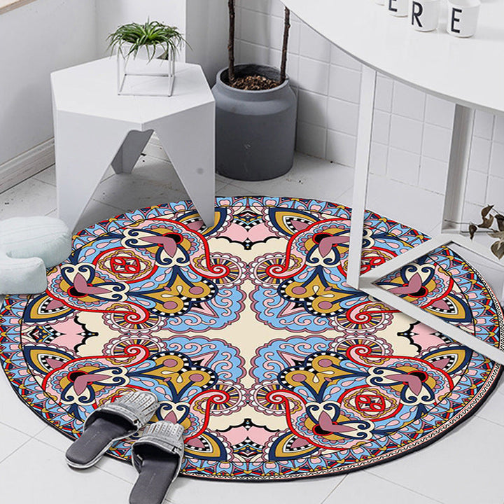 Art Deco Morocco Rug Multi-Colored Mandala Rug Pet-Friendly Machine Washable Non-Slip Rug for Bedroom | Bowlift