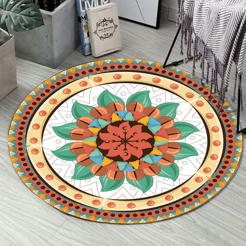 Art Deco Morocco Rug Multi-Colored Mandala Rug Pet-Friendly Machine Washable Non-Slip Rug for Bedroom | Bowlift