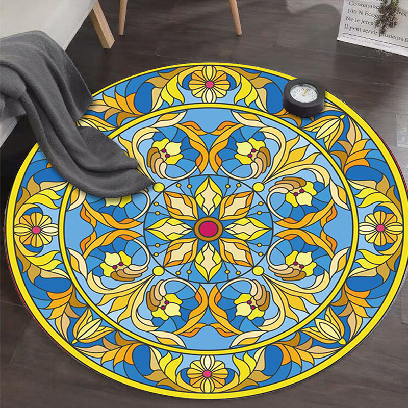 Art Deco Morocco Rug Multi-Colored Mandala Rug Pet-Friendly Machine Washable Non-Slip Rug for Bedroom | Bowlift