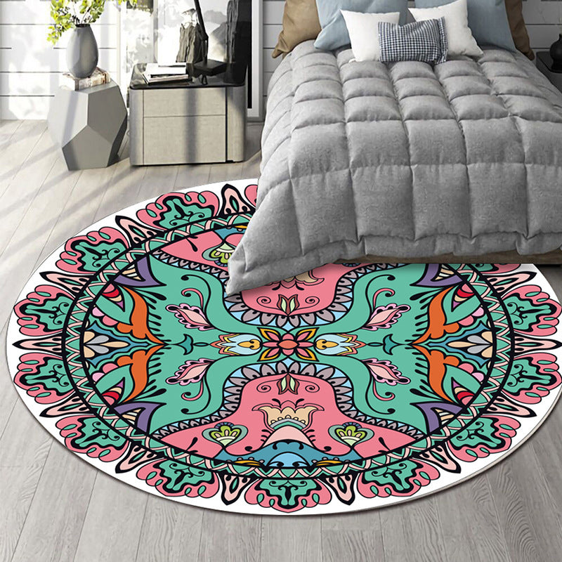 Art Deco Morocco Rug Multi-Colored Mandala Rug Pet-Friendly Machine Washable Non-Slip Rug for Bedroom | Bowlift