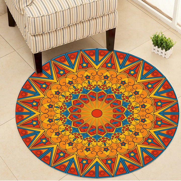 Art Deco Morocco Rug Multi-Colored Mandala Rug Pet-Friendly Machine Washable Non-Slip Rug for Bedroom | Bowlift