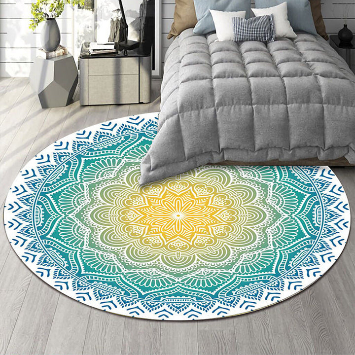 Art Deco Morocco Rug Multi-Colored Mandala Rug Pet-Friendly Machine Washable Non-Slip Rug for Bedroom | Bowlift