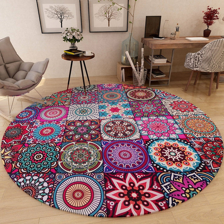 Classic Multi Color Moroccan Carpet Synthetic Mandala Print Rug Pet Friendly Non-Slip Washable Rug for Home | Bowlift