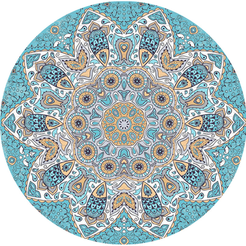 Classic Multi Color Moroccan Carpet Synthetic Mandala Print Rug Pet Friendly Non-Slip Washable Rug for Home | Bowlift