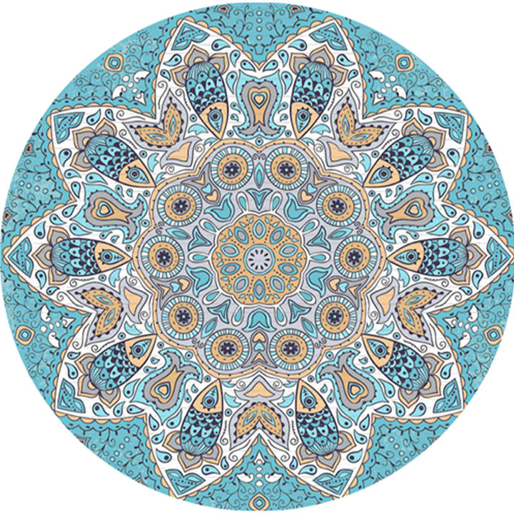Classic Multi Color Moroccan Carpet Synthetic Mandala Print Rug Pet Friendly Non-Slip Washable Rug for Home | Bowlift