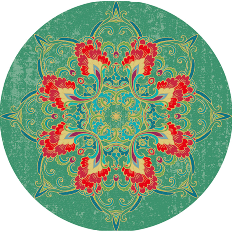 Classic Multi Color Moroccan Carpet Synthetic Mandala Print Rug Pet Friendly Non-Slip Washable Rug for Home | Bowlift