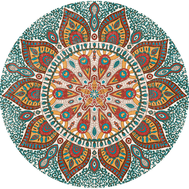 Classic Multi Color Moroccan Carpet Synthetic Mandala Print Rug Pet Friendly Non-Slip Washable Rug for Home | Bowlift