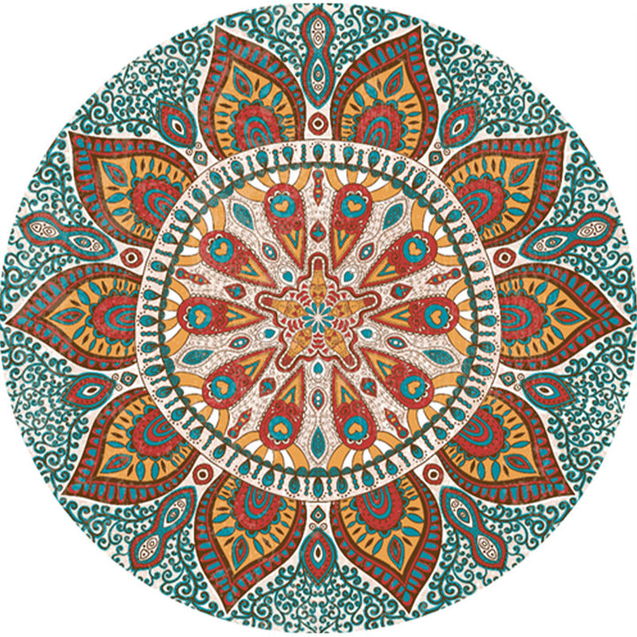 Classic Multi Color Moroccan Carpet Synthetic Mandala Print Rug Pet Friendly Non-Slip Washable Rug for Home | Bowlift