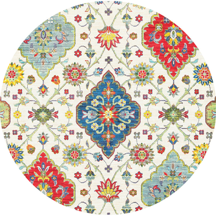 Classic Multi Color Moroccan Carpet Synthetic Mandala Print Rug Pet Friendly Non-Slip Washable Rug for Home | Bowlift