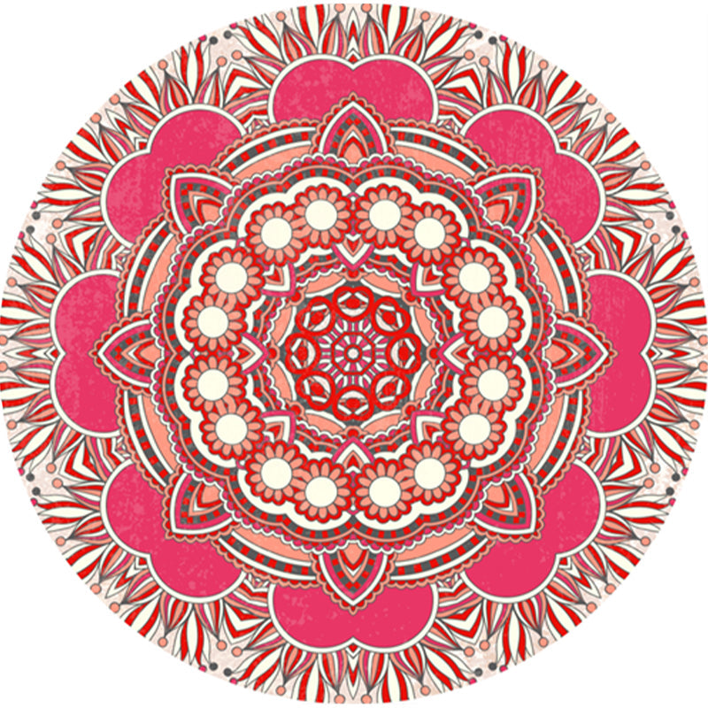 Classic Multi Color Moroccan Carpet Synthetic Mandala Print Rug Pet Friendly Non-Slip Washable Rug for Home | Bowlift