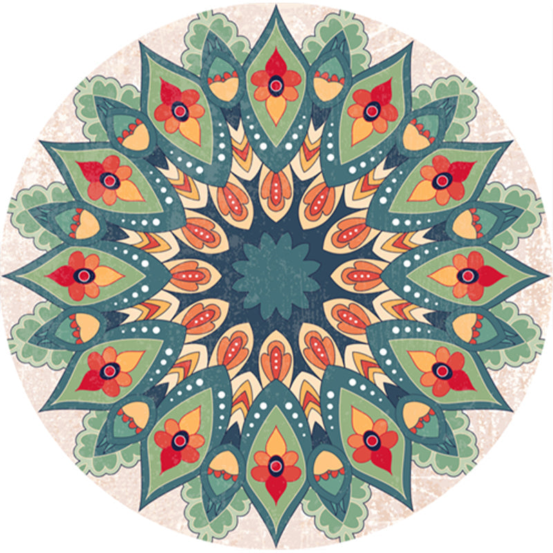 Classic Multi Color Moroccan Carpet Synthetic Mandala Print Rug Pet Friendly Non-Slip Washable Rug for Home | Bowlift