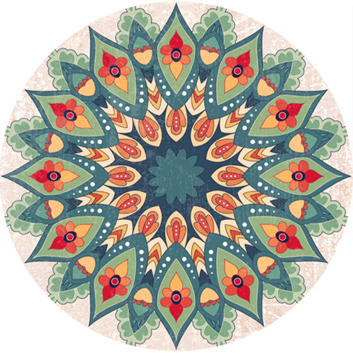 Classic Multi Color Moroccan Carpet Synthetic Mandala Print Rug Pet Friendly Non-Slip Washable Rug for Home | Bowlift