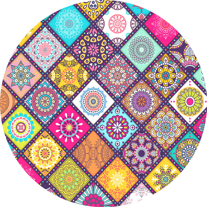 Moroccan Door Mat Multicolored Mandala Rug Polypropylene Non-Slip Stain-Resistant Machine Washable Rug | Bowlift
