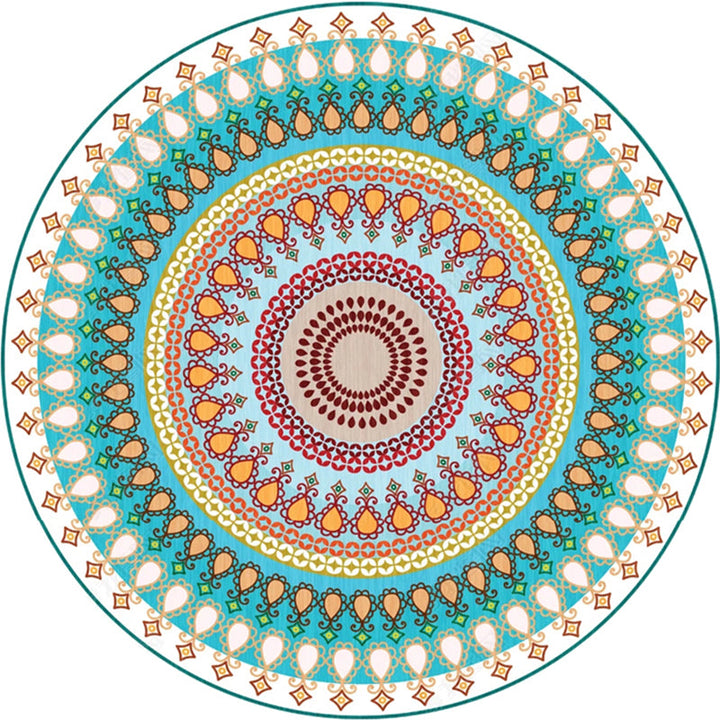 Moroccan Door Mat Multicolored Mandala Rug Polypropylene Non-Slip Stain-Resistant Machine Washable Rug | Bowlift
