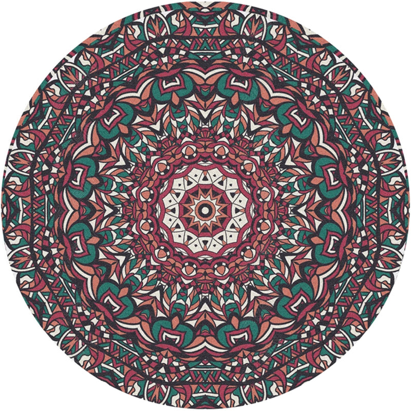 Moroccan Door Mat Multicolored Mandala Rug Polypropylene Non-Slip Stain-Resistant Machine Washable Rug | Bowlift