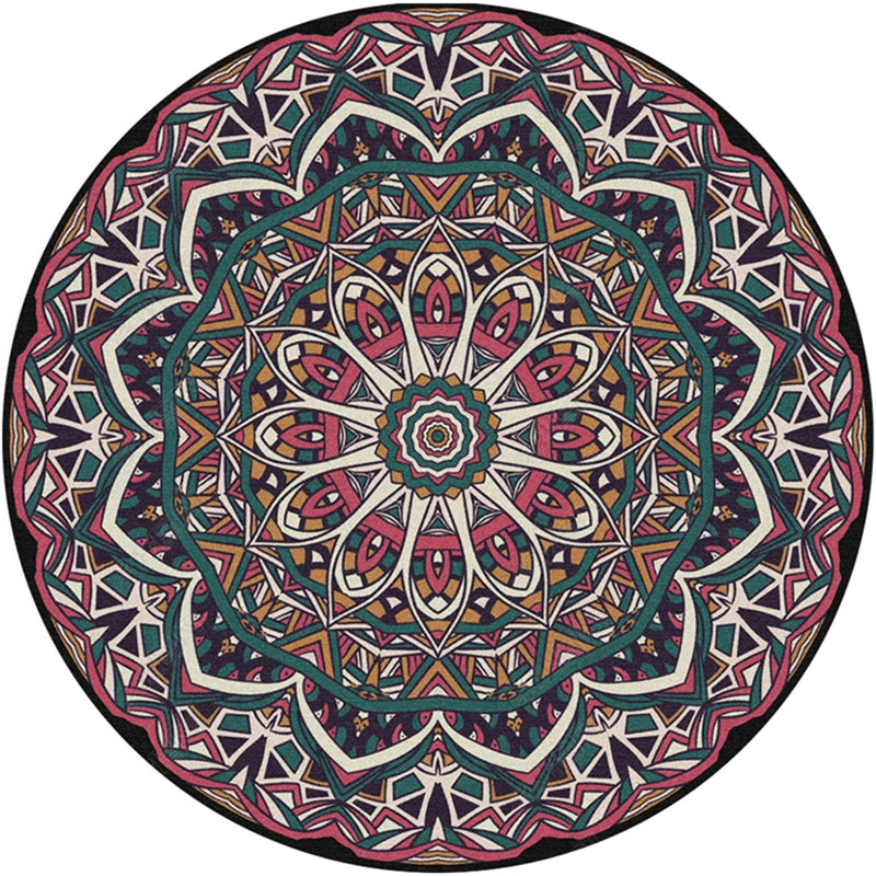 Moroccan Door Mat Multicolored Mandala Rug Polypropylene Non-Slip Stain-Resistant Machine Washable Rug | Bowlift