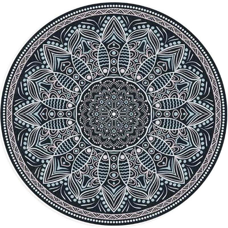 Moroccan Door Mat Multicolored Mandala Rug Polypropylene Non-Slip Stain-Resistant Machine Washable Rug | Bowlift