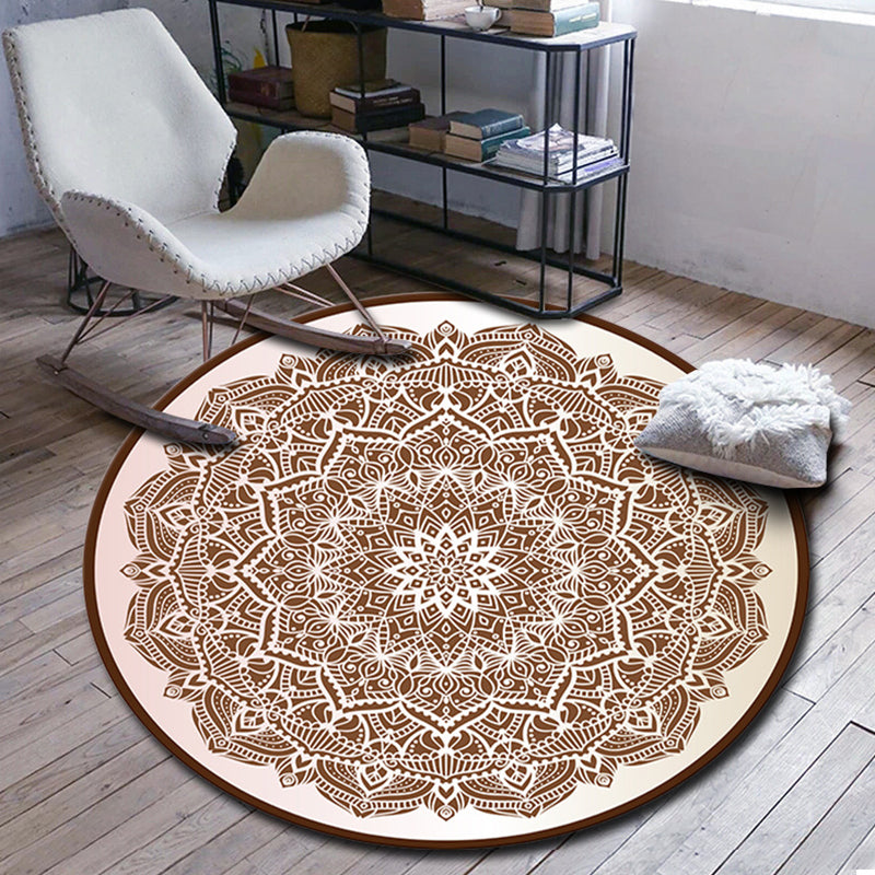 Folks Multicolor Mandala Rug Synthetic Moroccan Rug Machine Washable Non-Slip Pet-Friendly Rug for Living Room | Bowlift