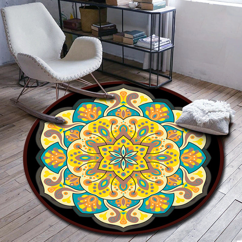 Folks Multicolor Mandala Rug Synthetic Moroccan Rug Machine Washable Non-Slip Pet-Friendly Rug for Living Room | Bowlift