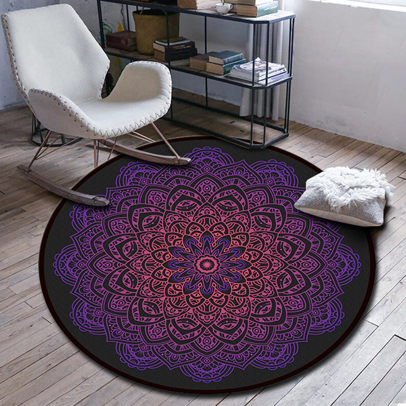 BowLift | Folks Multicolor Mandala Rug Synthetic Moroccan Rug Machine Washable Non-Slip Pet Friendly Living Room Rug