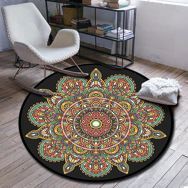 Folks Multicolor Mandala Rug Synthetic Moroccan Rug Machine Washable Non-Slip Pet-Friendly Rug for Living Room | Bowlift