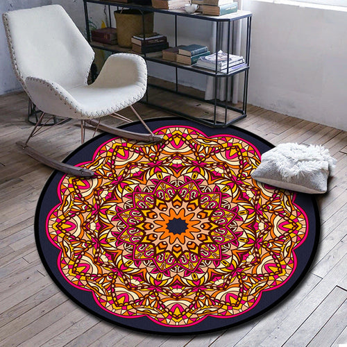 Folks Multicolor Mandala Rug Synthetic Moroccan Rug Machine Washable Non-Slip Pet-Friendly Rug for Living Room | Bowlift