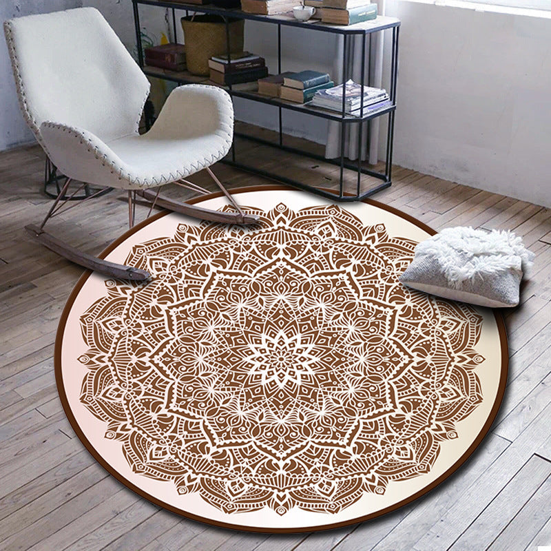 Folks Multicolor Mandala Rug Synthetic Moroccan Rug Machine Washable Non-Slip Pet-Friendly Rug for Living Room | Bowlift