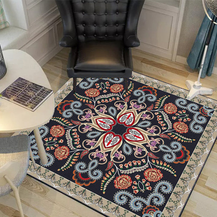 Shabby Chic Floral Area Rug Multicolored Persian Rug Polypropylene Nonslip Coating Washable Pet-Friendly Rug for the Hallway | Bowlift